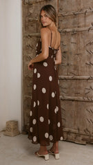 Jianna Maxi Dress - Chocolate/Cream Polka Dot